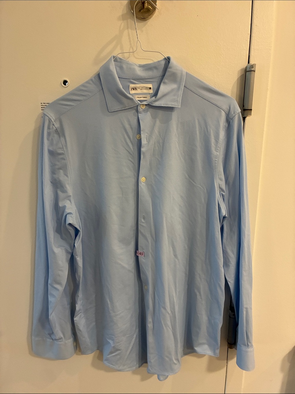 Zara Men's Light Blue Long-Sleeve Dress Shirt